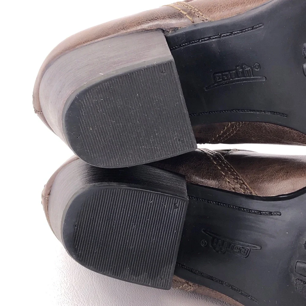 Earth Merlin Taupe Brown Leather Ankle Booties 7 B - Picture 11 of 12